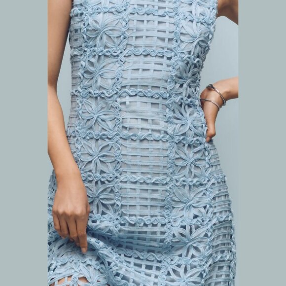 NEW Endless Rose Size Small Women's Sleeveless Textured Lace Midi Dress - Blue - Picture 2 of 4